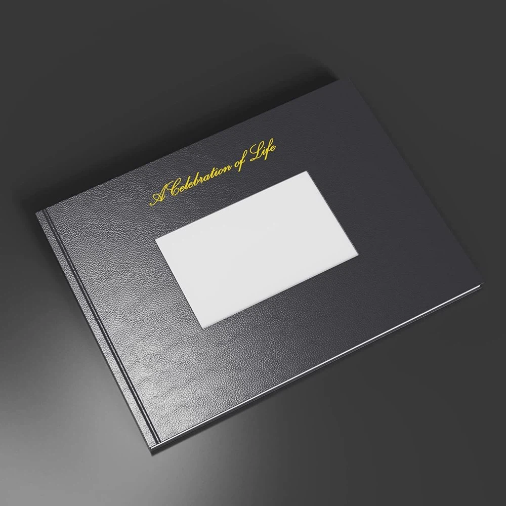 Gold Edging Leather Guest Book