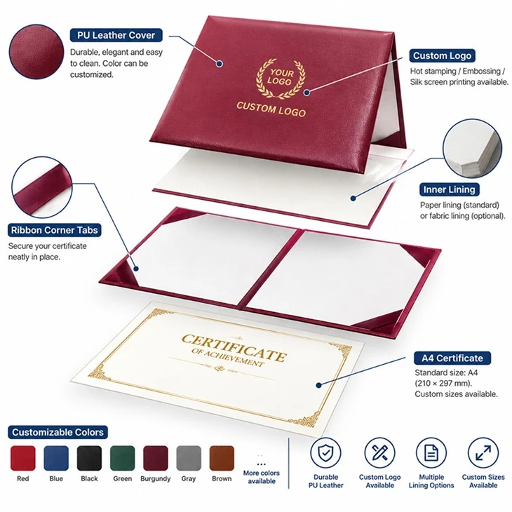 Custom PU Diploma Cover Custom PU Diploma Cover