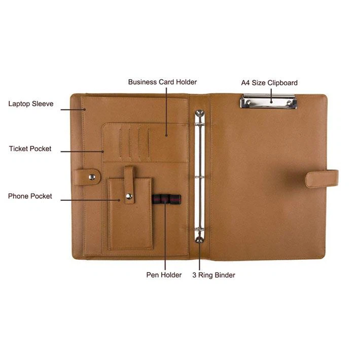 A4 Loose Leaf PU Leather Padfolio A4 Loose Leaf PU Leather Padfolio