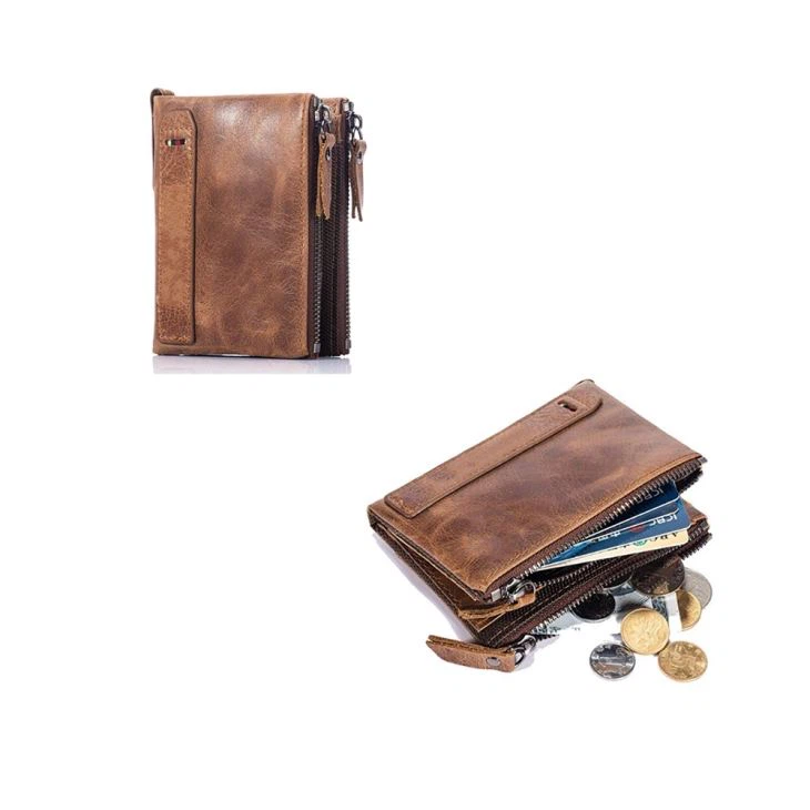 Bifold Zipper PU Leather Card Holder Women
