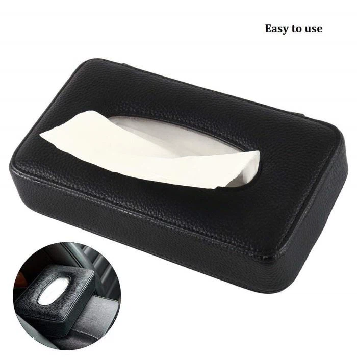 Black Car Use PU Leather Tissue Holder