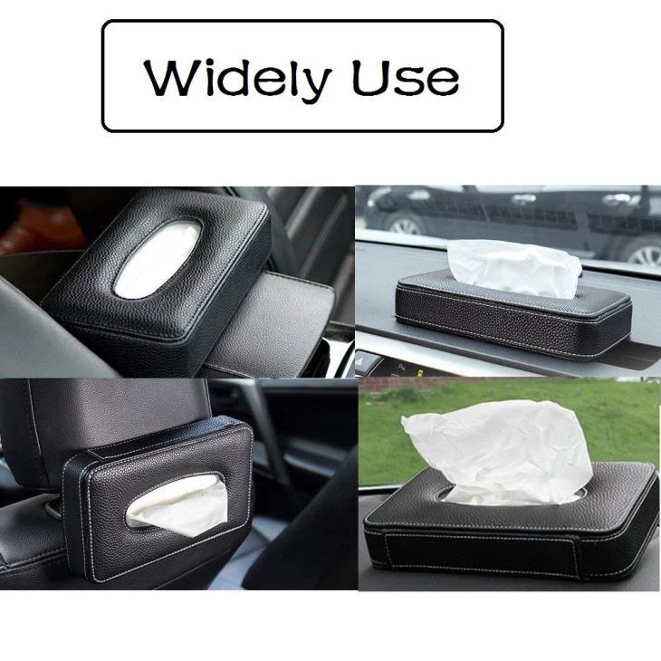 Black Car Use PU Leather Tissue Holder