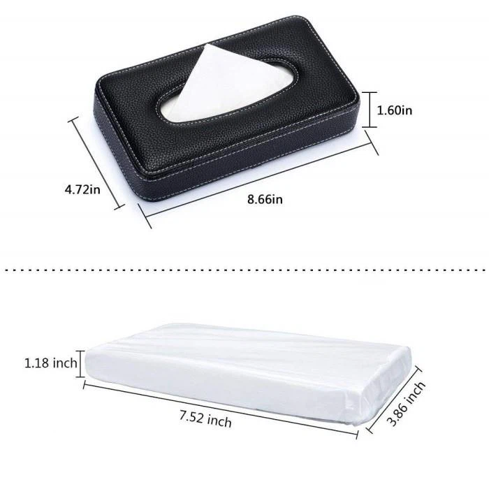 Black Car Use PU Leather Tissue Holder