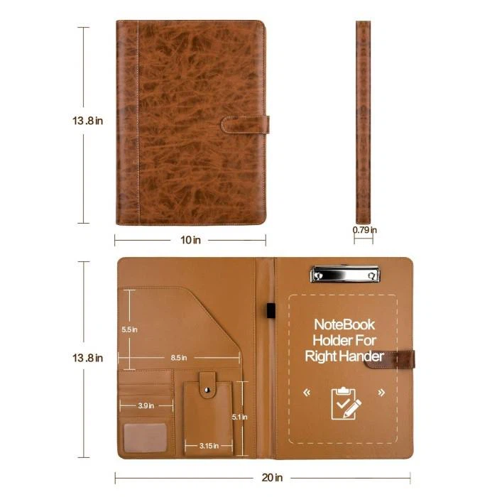 Brown A4 PU Leather Presentation Folder