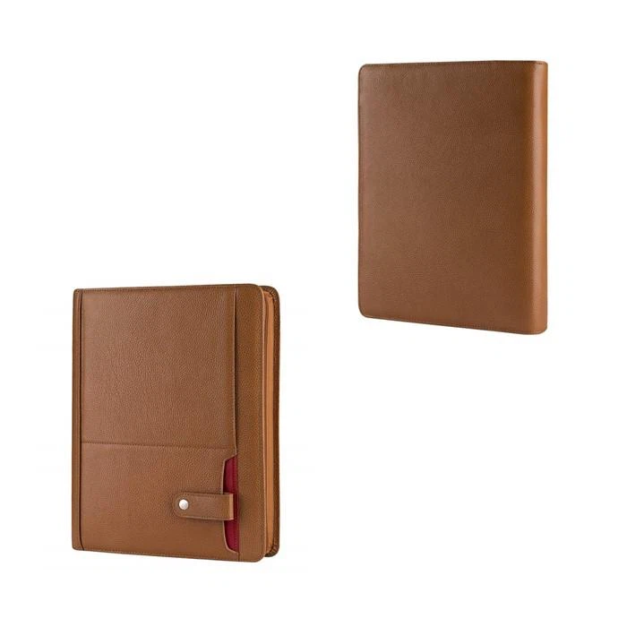 Brown A4 Zipper PU Leather File Folder
