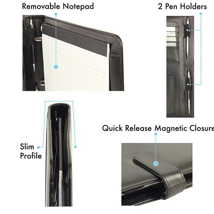 Embossing A4 Ring Binder Leather Padfolio Embossing A4 Ring Binder Leather Padfolio