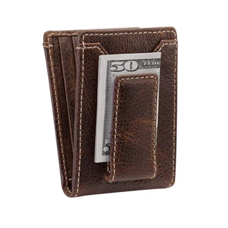 Leather Card Holder With Money Clip Leather Card Holder With Money Clip