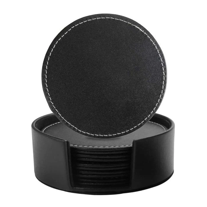 Round Leather Glass Coaster Round Leather Glass Coaster
