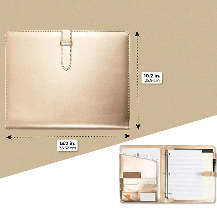 Champagne Gold A4 Leather Binder Champagne Gold A4 Leather Binder