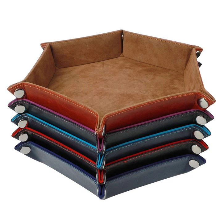 Folding Leather Velvet Dice Tray