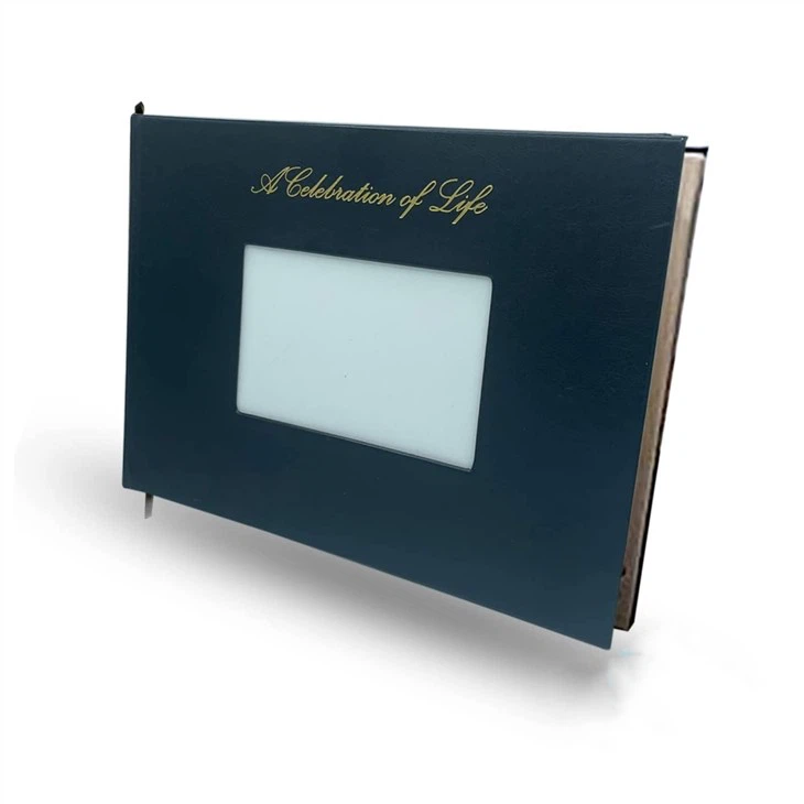 Gold Edging Leather Guest Book