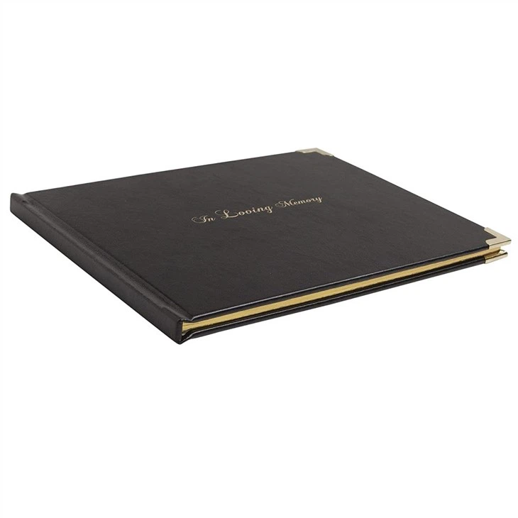 Gold Edging Leather Guest Book