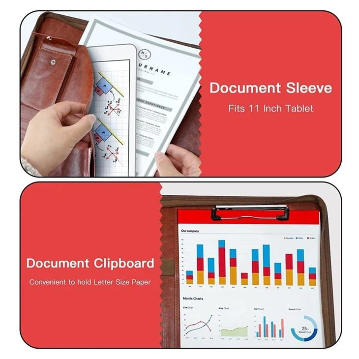 Leather Zippered Portfolio Folder