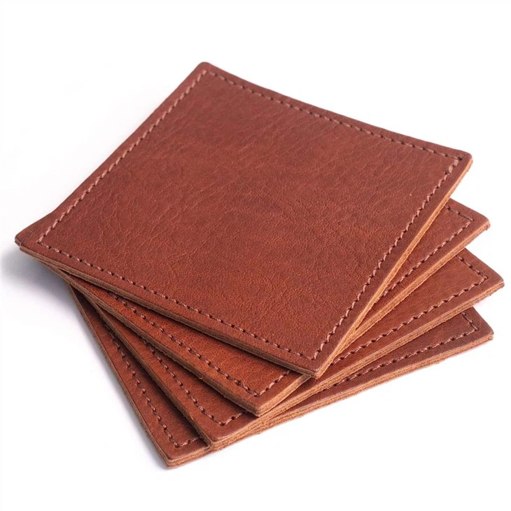 Square Brown Leather Coaster Square Brown Leather Coaster